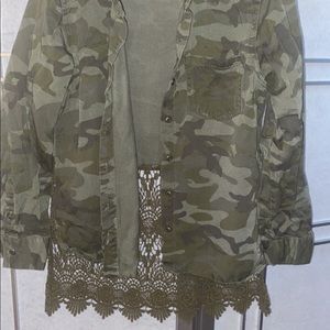 Girls Camo Olive Green shirt blouse